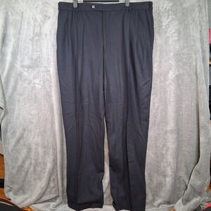 Brooks Brothers 346 Stretch Dress Pants 40x33 Navy Blue Wool Flat‎ Front